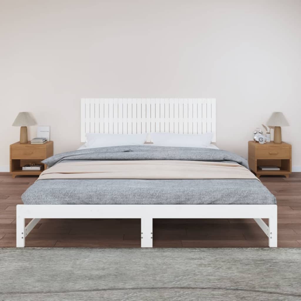 Wandhoofdbord 85X3X60 Cm Massief Grenenhout Wit 185 x 60 cm