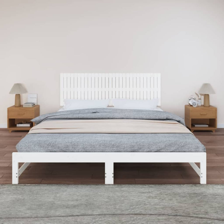 Wandhoofdbord 85X3X60 Cm Massief Grenenhout Wit 185 x 60 cm