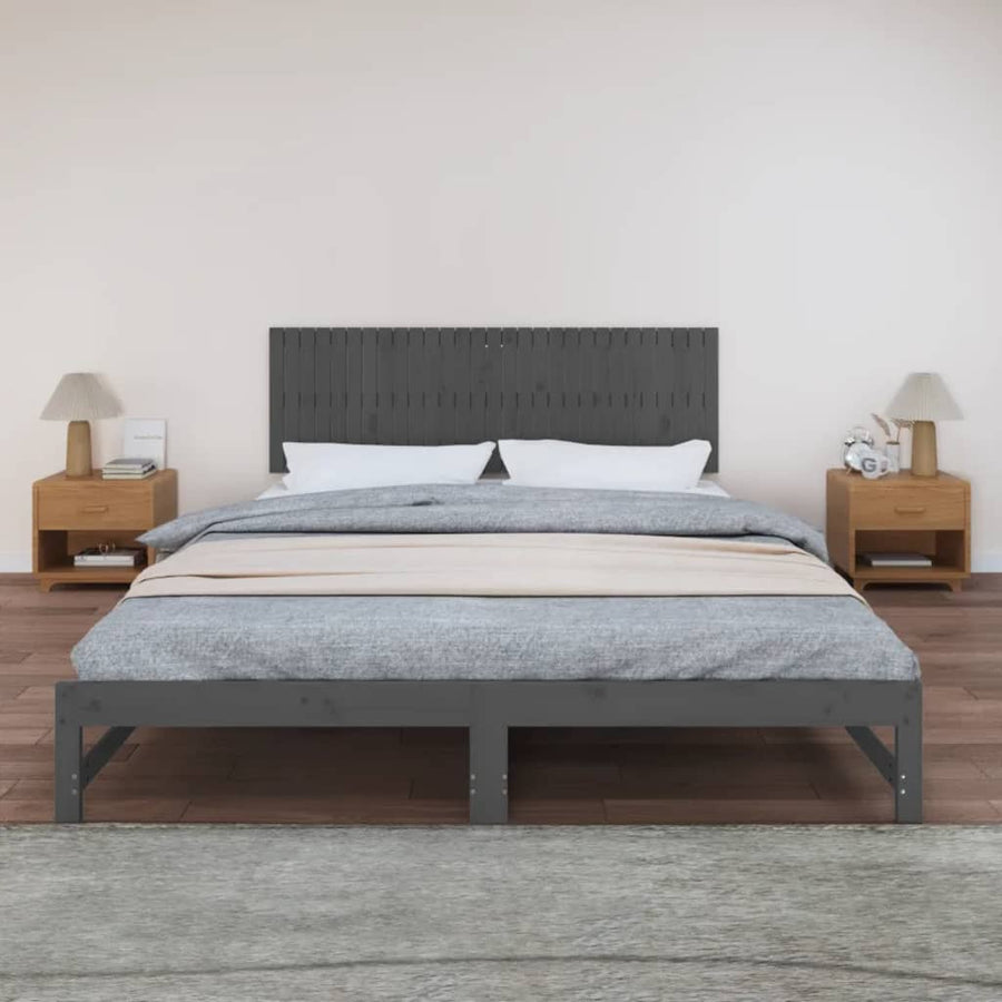 Wandhoofdbord 85X3X60 Cm Massief Grenenhout Grijs 185 x 60 cm