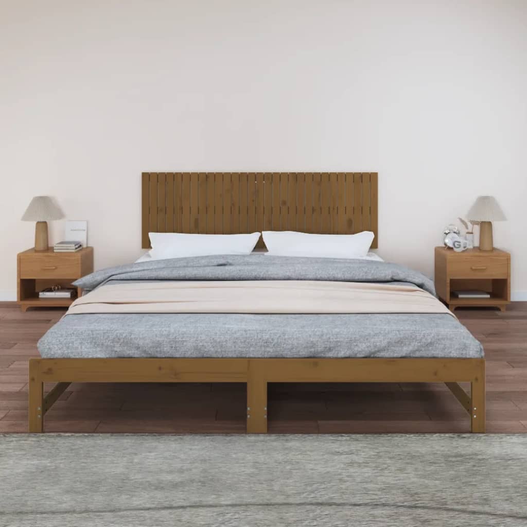 Wandhoofdbord 85X3X60 Cm Massief Grenenhout Honingbruin 185 x 60 cm