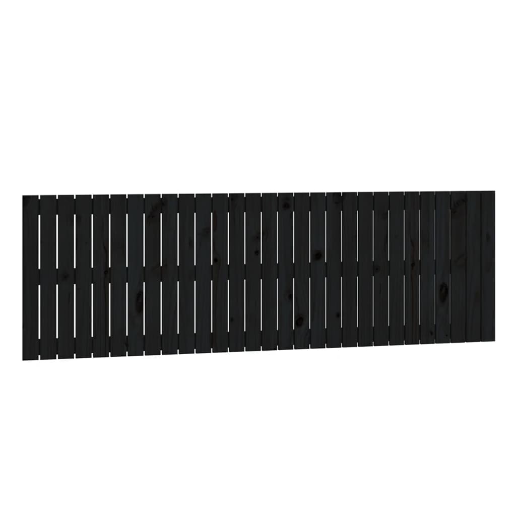 Wandhoofdbord 85X3X60 Cm Massief Grenenhout Zwart 185 x 60 cm
