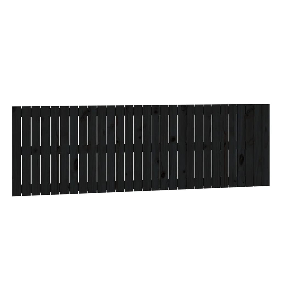 Wandhoofdbord 85X3X60 Cm Massief Grenenhout Zwart 185 x 60 cm