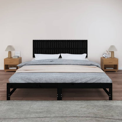 Wandhoofdbord 85X3X60 Cm Massief Grenenhout Zwart 185 x 60 cm