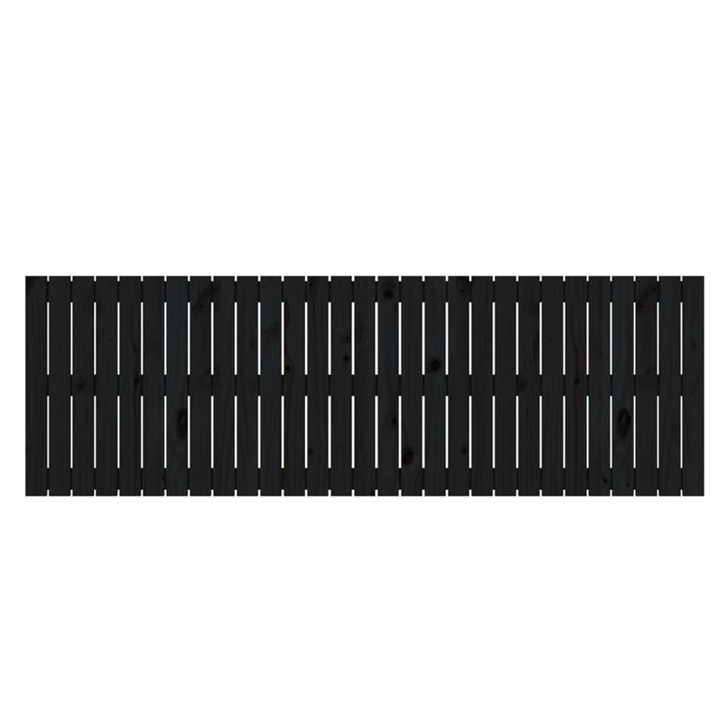 Wandhoofdbord 85X3X60 Cm Massief Grenenhout Zwart 185 x 60 cm