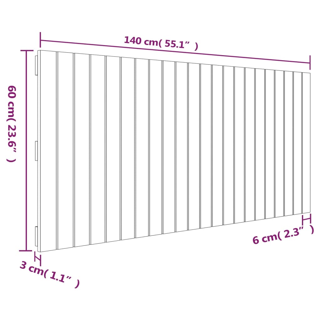 Wandhoofdbord 40X3X60 Cm Massief Grenenhout Honingbruin 140 x 60 cm