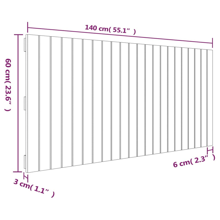 Wandhoofdbord 40X3X60 Cm Massief Grenenhout Honingbruin 140 x 60 cm