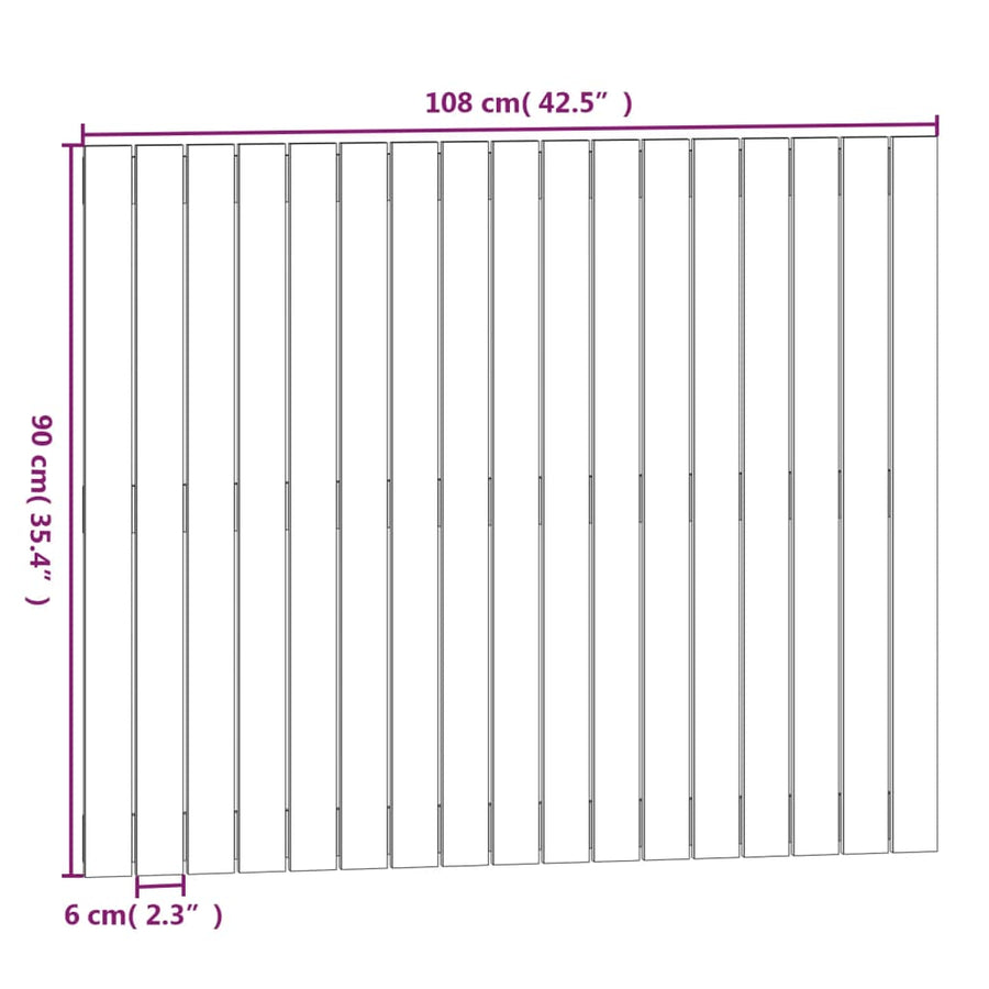 Wandhoofdbord 08X3X90 Cm Massief Grenenhout Grijs 108 x 90 cm