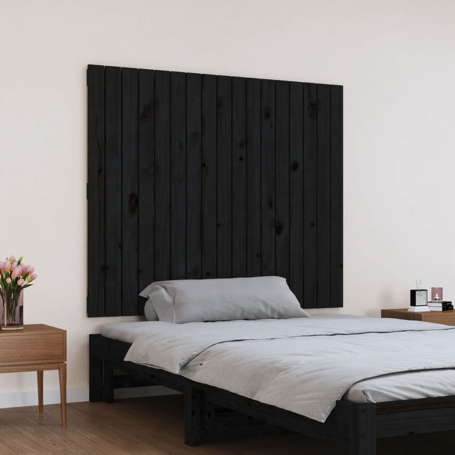 Wandhoofdbord 08X3X90 Cm Massief Grenenhout Zwart 108 x 90 cm