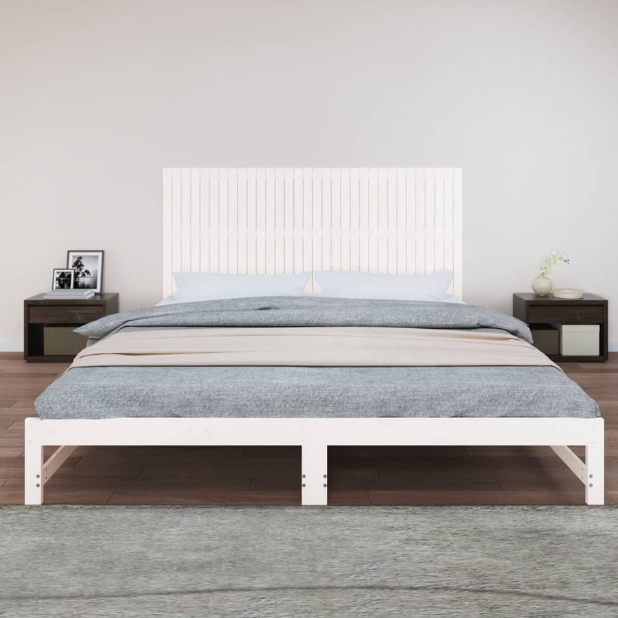 Wandhoofdbord 204X3X90 Cm Massief Grenenhout Wit 204 x 90 cm
