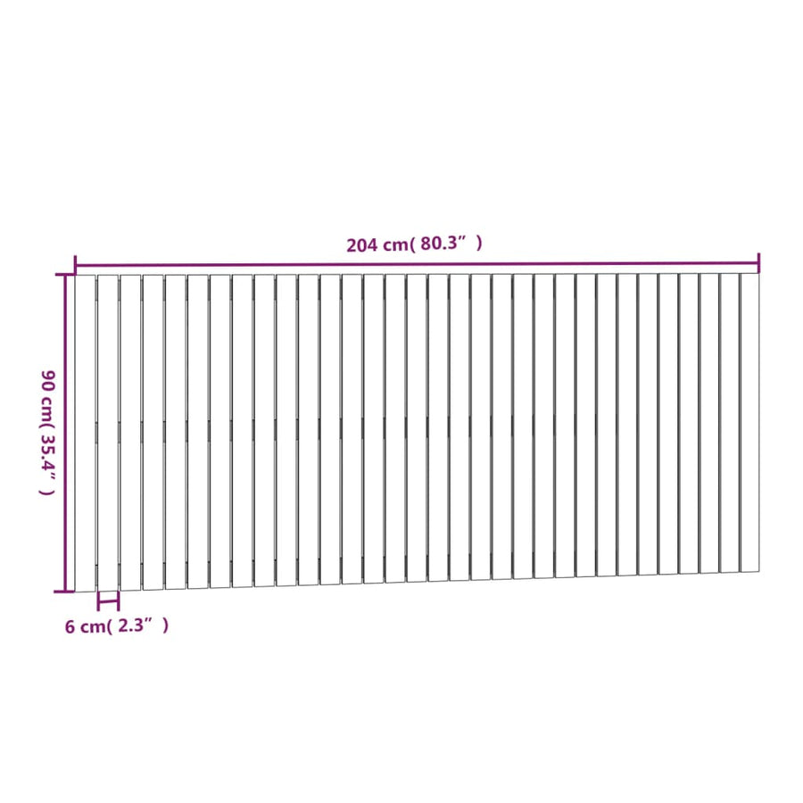 Wandhoofdbord 204X3X90 Cm Massief Grenenhout Wit 204 x 90 cm