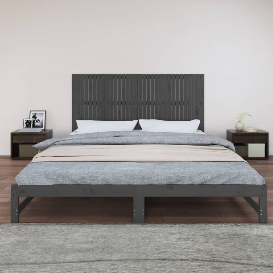 Wandhoofdbord 204X3X90 Cm Massief Grenenhout Grijs 204 x 90 cm