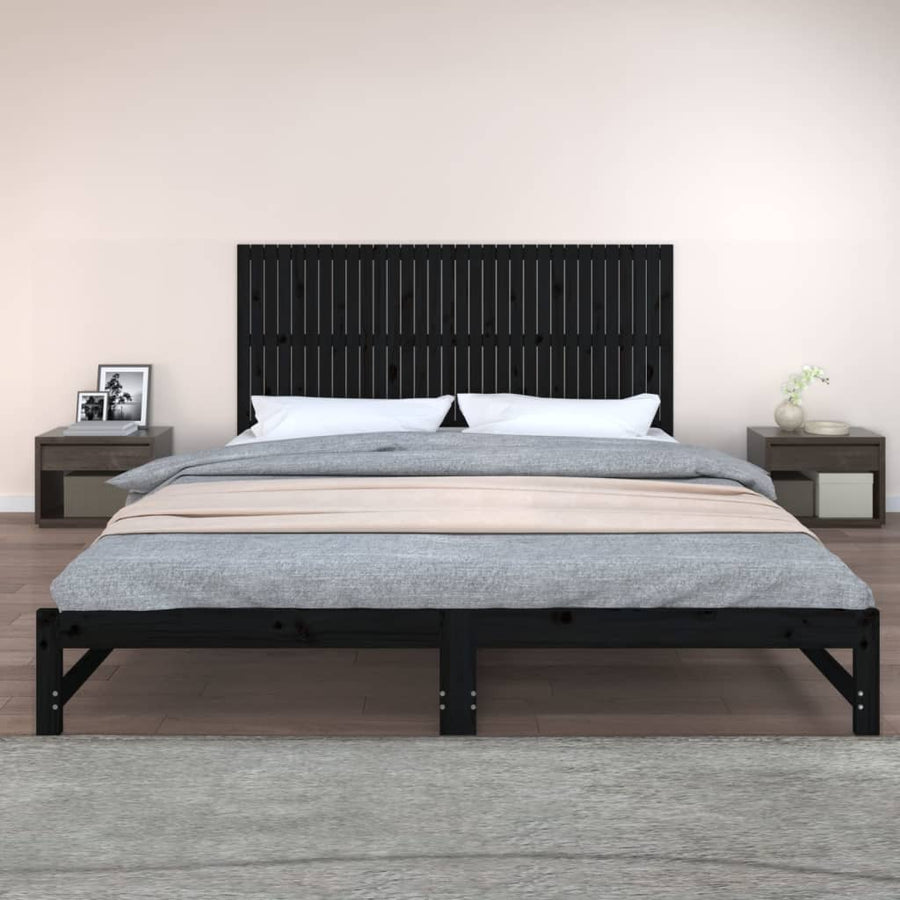 Wandhoofdbord 204X3X90 Cm Massief Grenenhout Zwart 204 x 90 cm