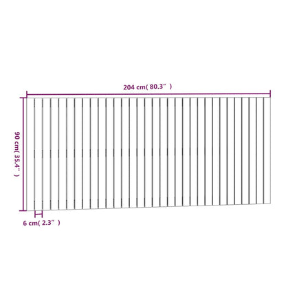 Wandhoofdbord 204X3X90 Cm Massief Grenenhout Zwart 204 x 90 cm
