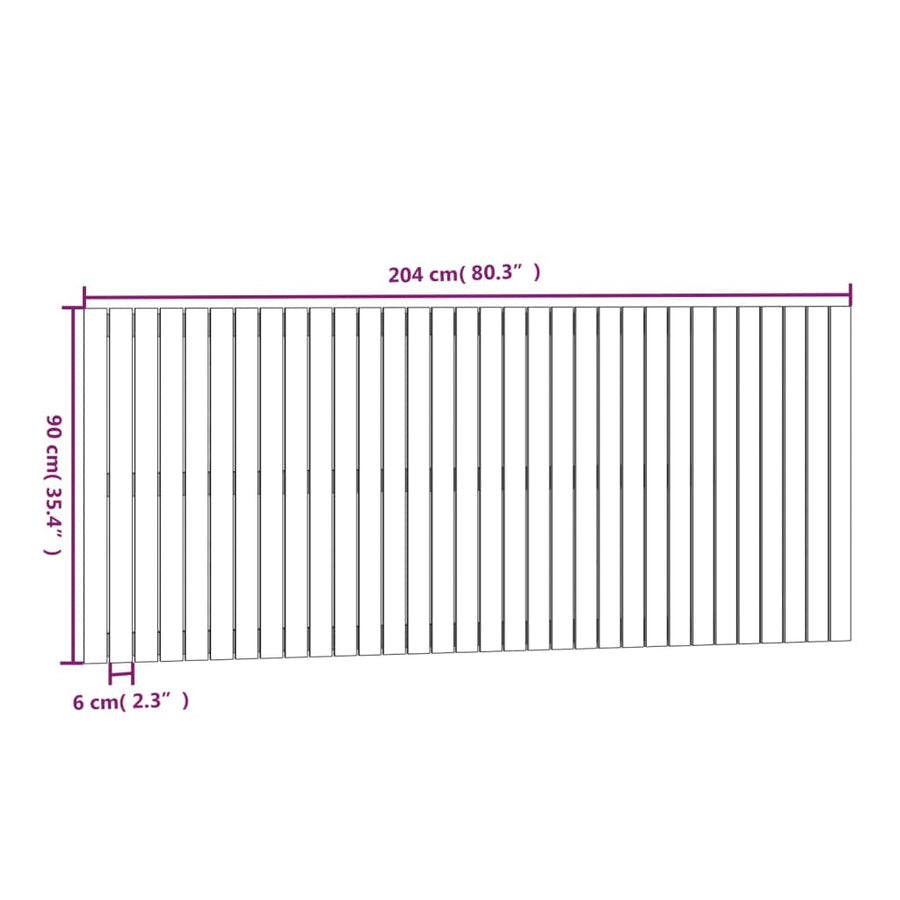 Wandhoofdbord 204X3X90 Cm Massief Grenenhout Zwart 204 x 90 cm