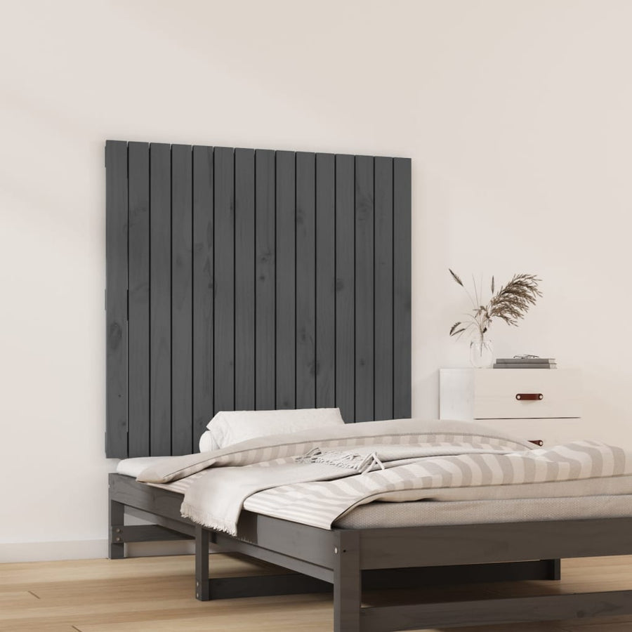 Wandhoofdbord 95,5X3X90 Cm Massief Grenenhout Grijs 95.5 x 90 cm
