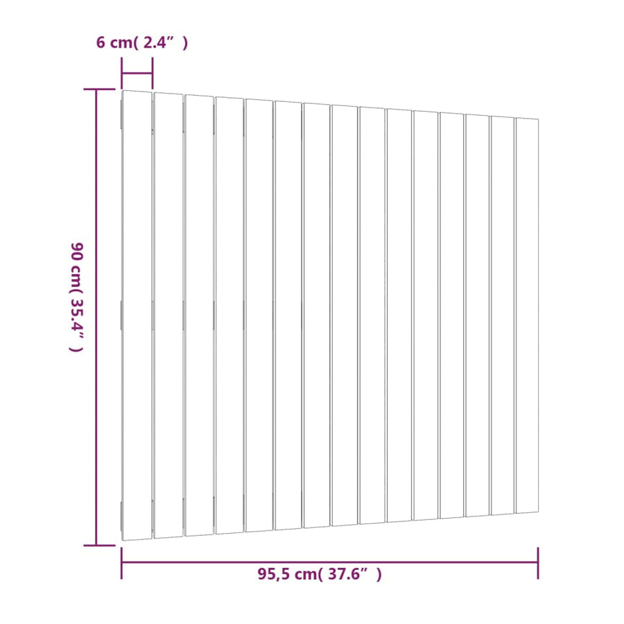 Wandhoofdbord 95,5X3X90 Cm Massief Grenenhout Grijs 95.5 x 90 cm