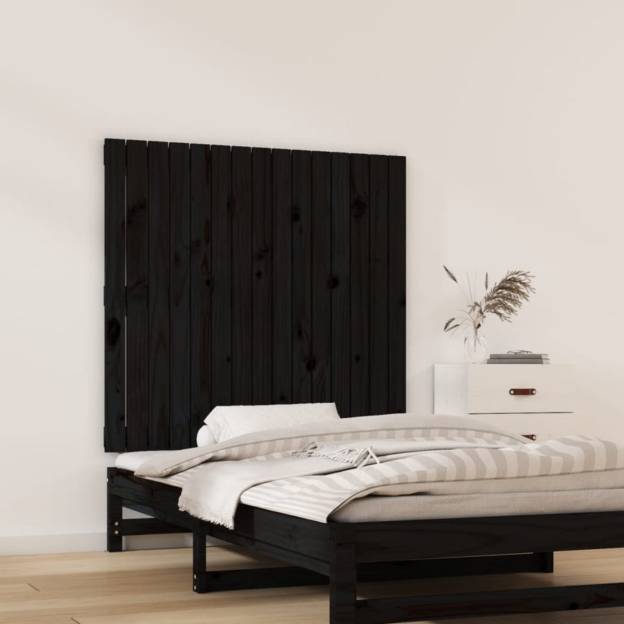 Wandhoofdbord 95,5X3X90 Cm Massief Grenenhout Zwart 95.5 x 90 cm