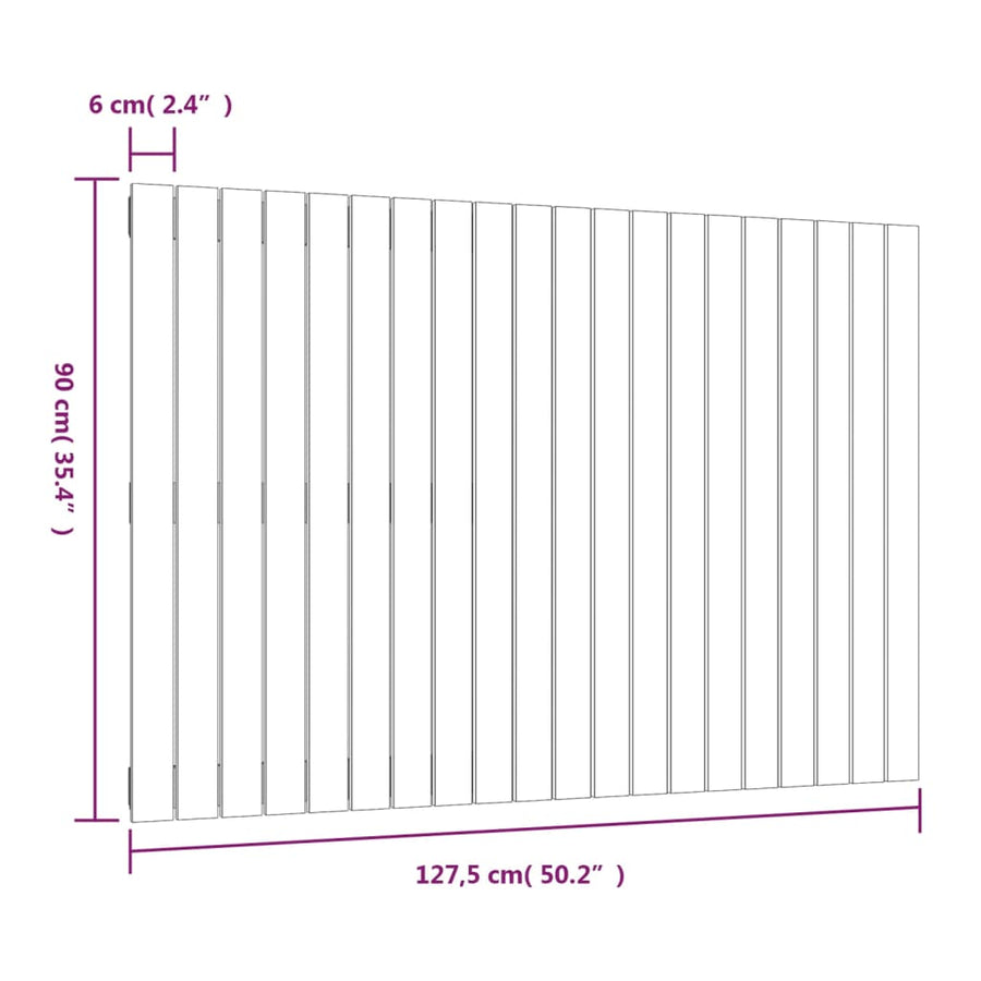 Wandhoofdbord 27,5X3X90 Cm Massief Grenenhout Naturel 127.5 x 90 cm