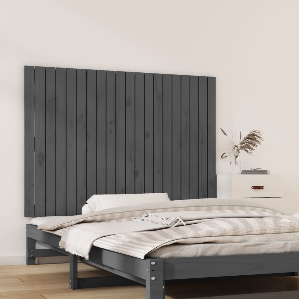 Wandhoofdbord 27,5X3X90 Cm Massief Grenenhout Grijs 127.5 x 90 cm