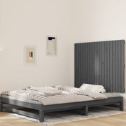 Hoofdbord 127,5x3x90 cm massief grenenhout grijs wandmontage