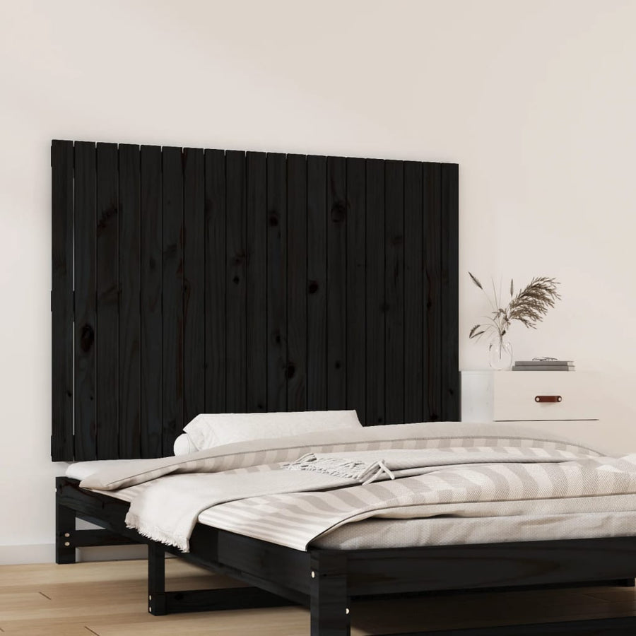 Wandhoofdbord 27,5X3X90 Cm Massief Grenenhout Zwart 127.5 x 90 cm