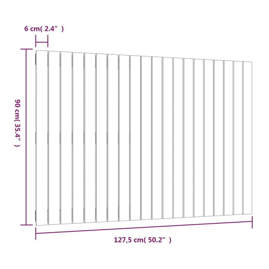Wandhoofdbord 27,5X3X90 Cm Massief Grenenhout Zwart 127.5 x 90 cm