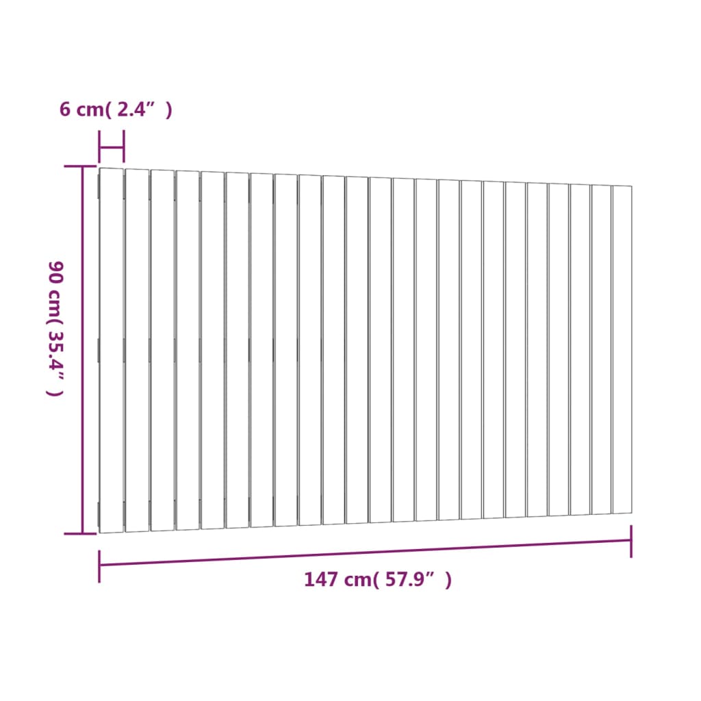Wandhoofdbord 47X3X90 Cm Massief Grenenhout Naturel 147 x 90 cm