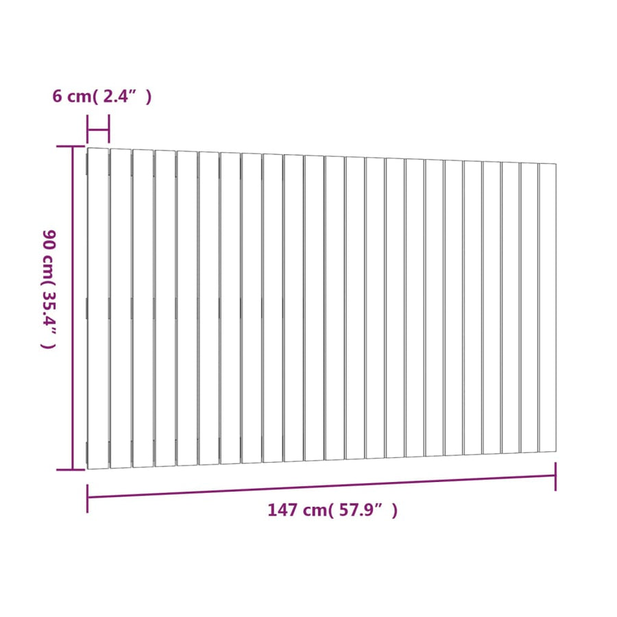 Wandhoofdbord 47X3X90 Cm Massief Grenenhout Wit 147 x 90 cm
