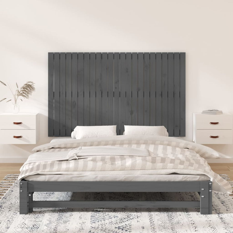 Wandhoofdbord 47X3X90 Cm Massief Grenenhout Grijs 147 x 90 cm
