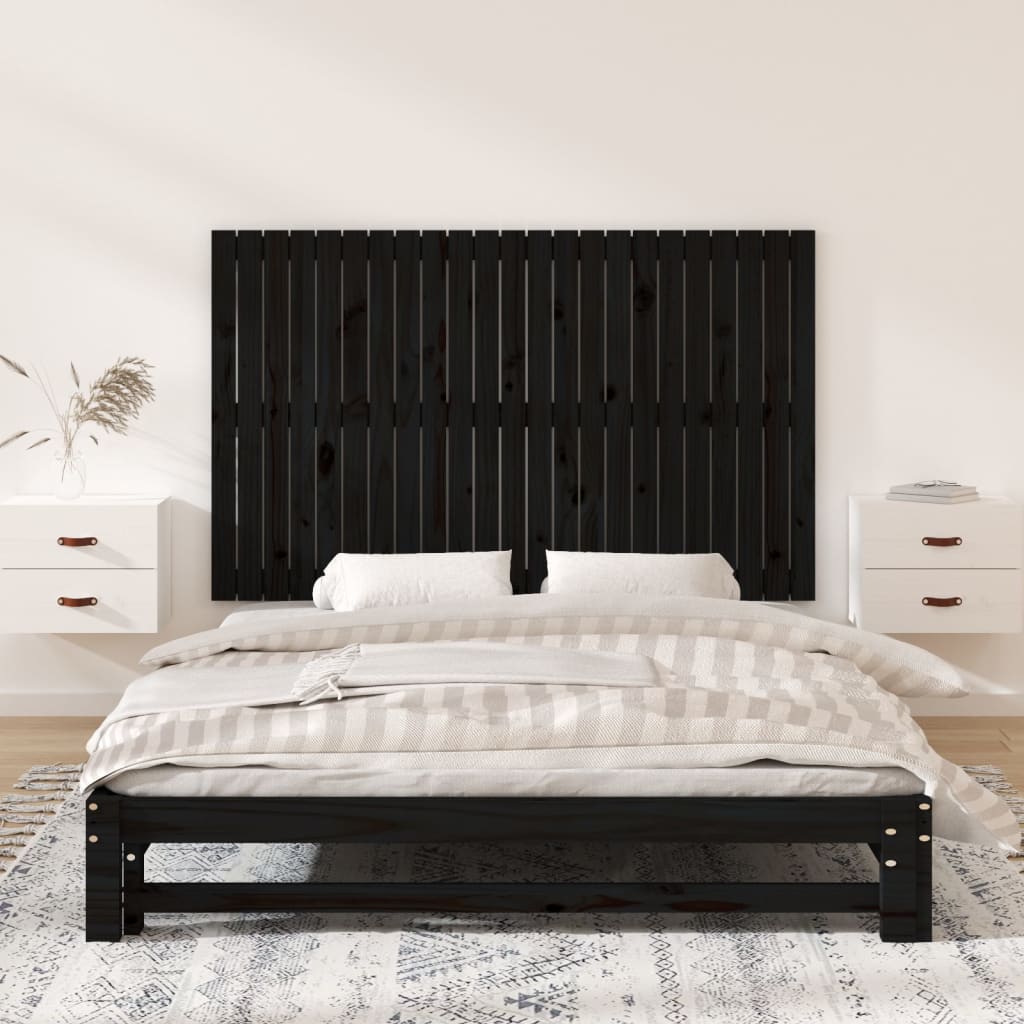 Wandhoofdbord 47X3X90 Cm Massief Grenenhout Zwart 147 x 90 cm