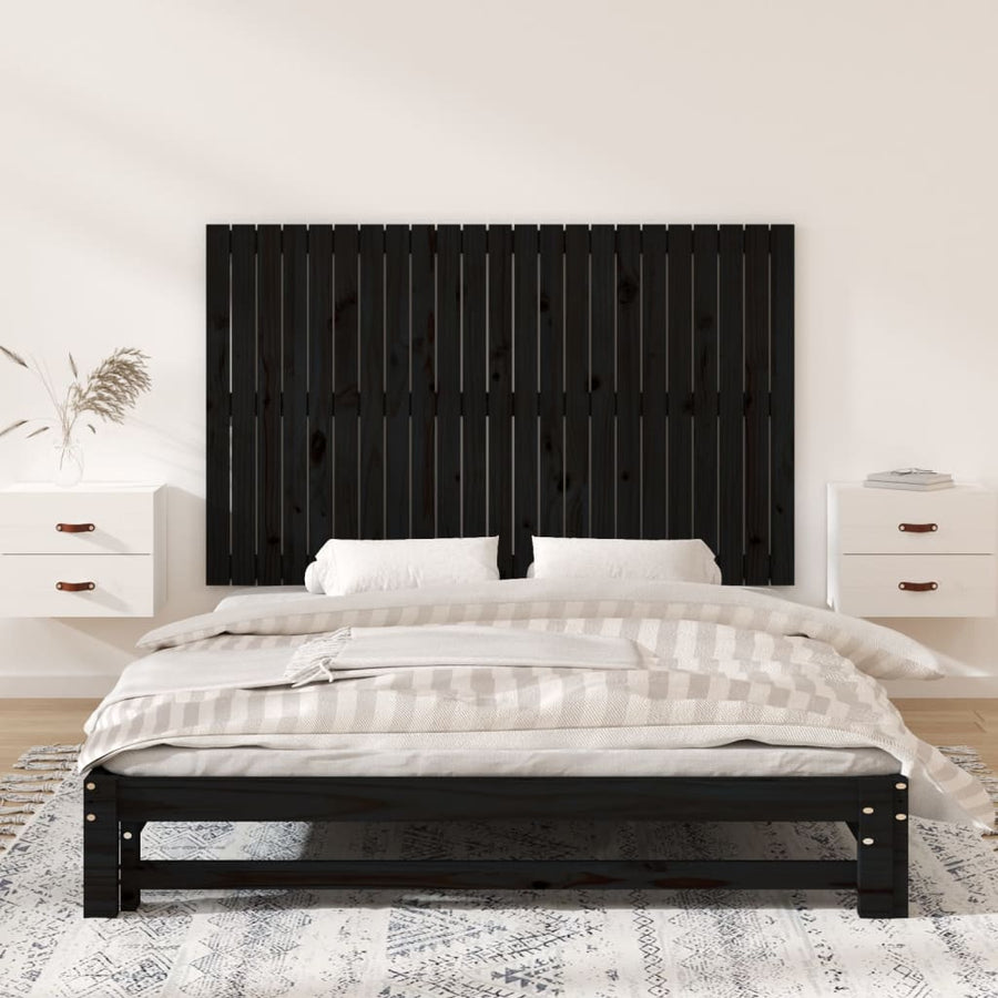 Wandhoofdbord 47X3X90 Cm Massief Grenenhout Zwart 147 x 90 cm