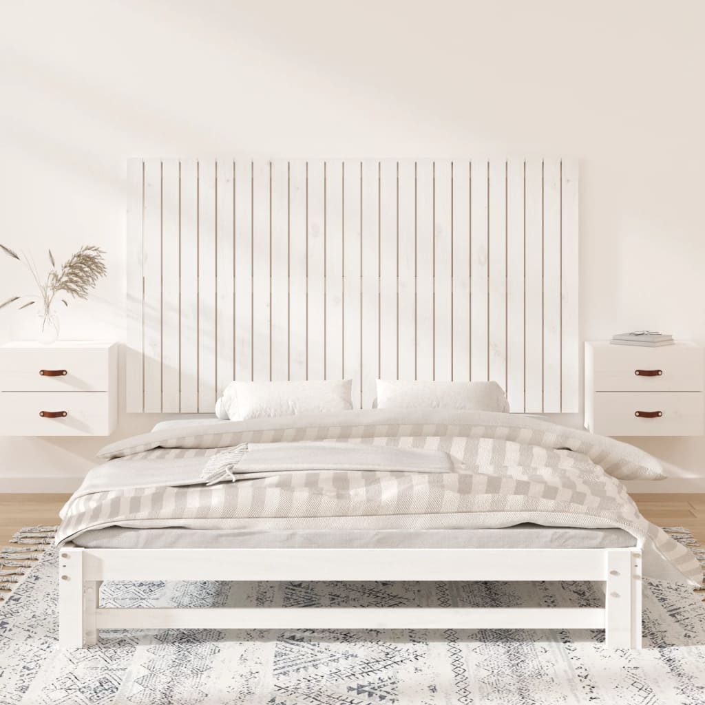 Wandhoofdbord 59,5X3X90 Cm Massief Grenenhout Wit 159.5 x 90 cm