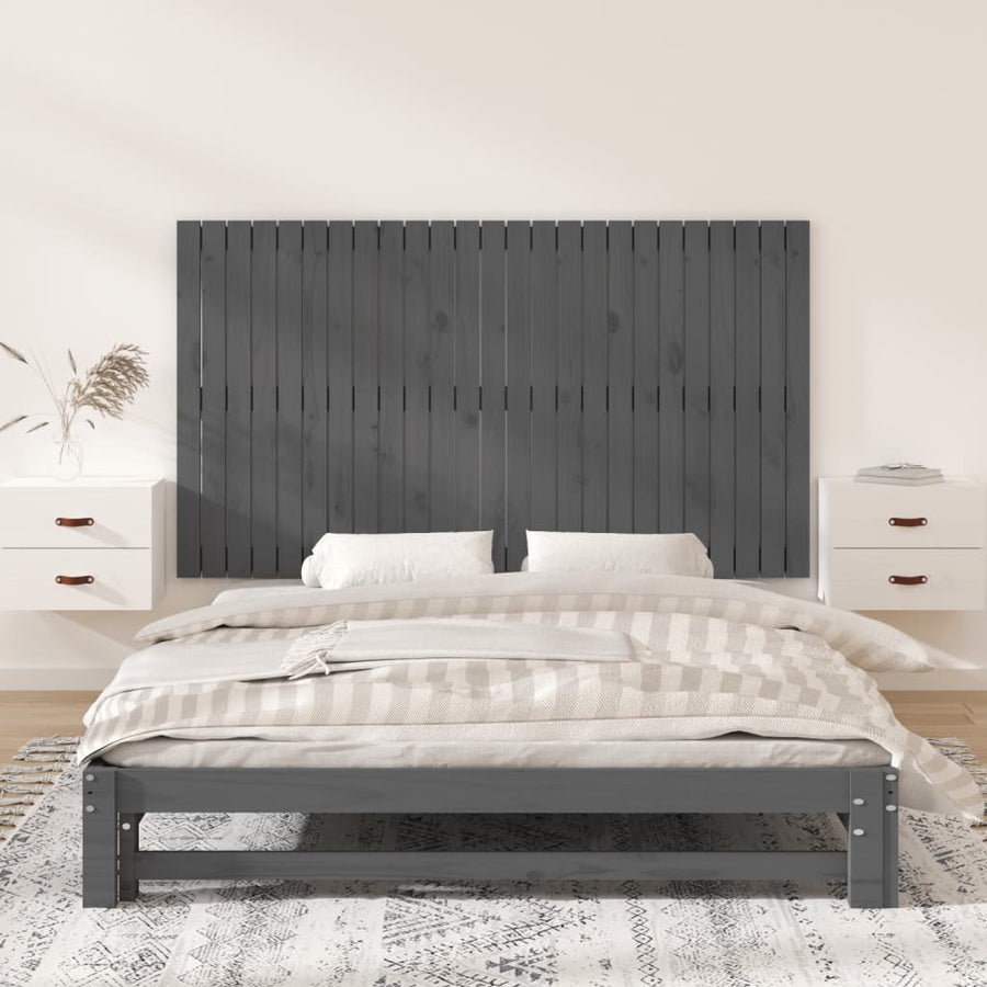 Wandhoofdbord 59,5X3X90 Cm Massief Grenenhout Grijs 159.5 x 90 cm