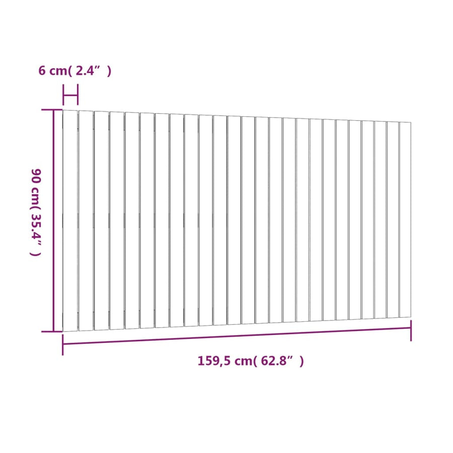 Wandhoofdbord 59,5X3X90 Cm Massief Grenenhout Honingbruin 159.5 x 90 cm