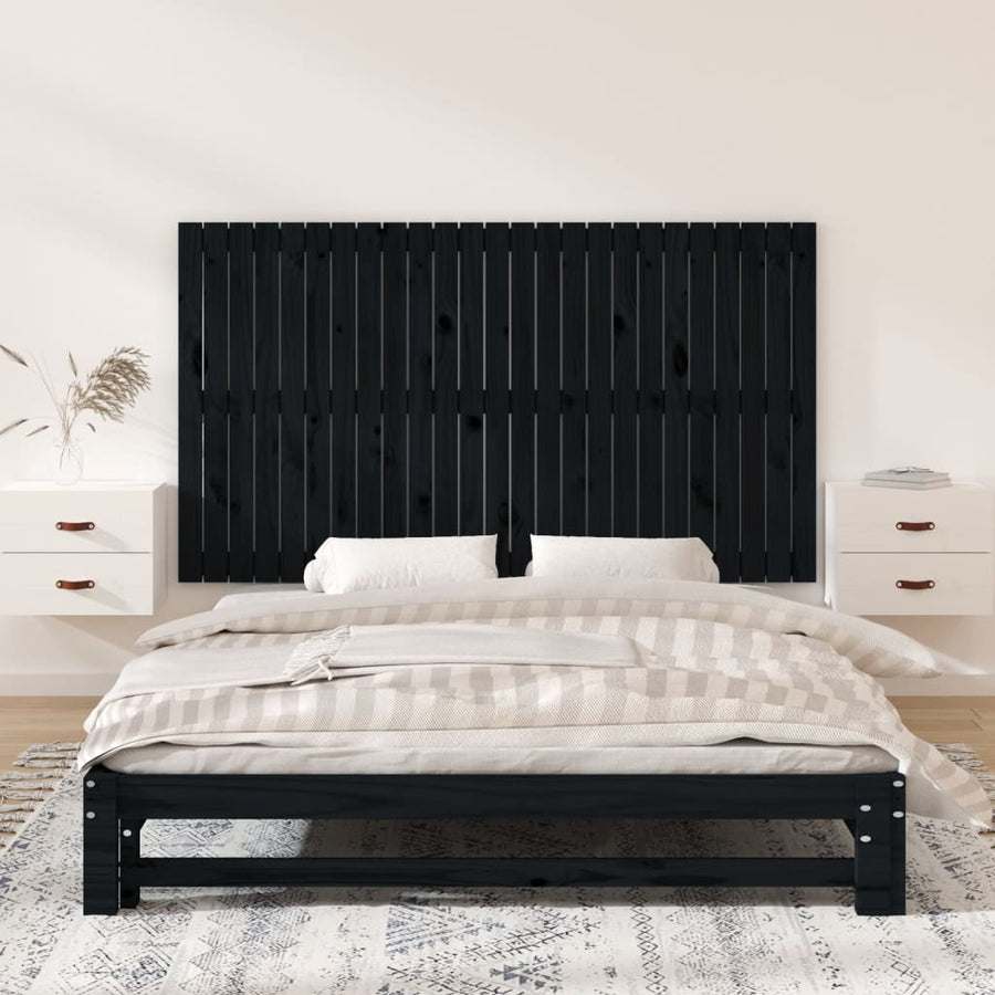 Wandhoofdbord 59,5X3X90 Cm Massief Grenenhout Zwart 159.5 x 90 cm