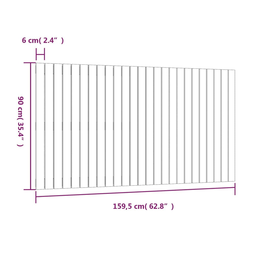 Wandhoofdbord 59,5X3X90 Cm Massief Grenenhout Zwart 159.5 x 90 cm