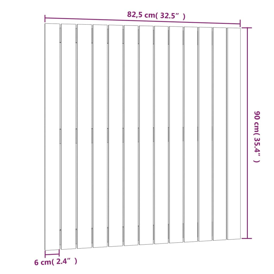 Wandhoofdbord 82,5X3X90 Cm Massief Grenenhout Wit 82.5 x 90 cm