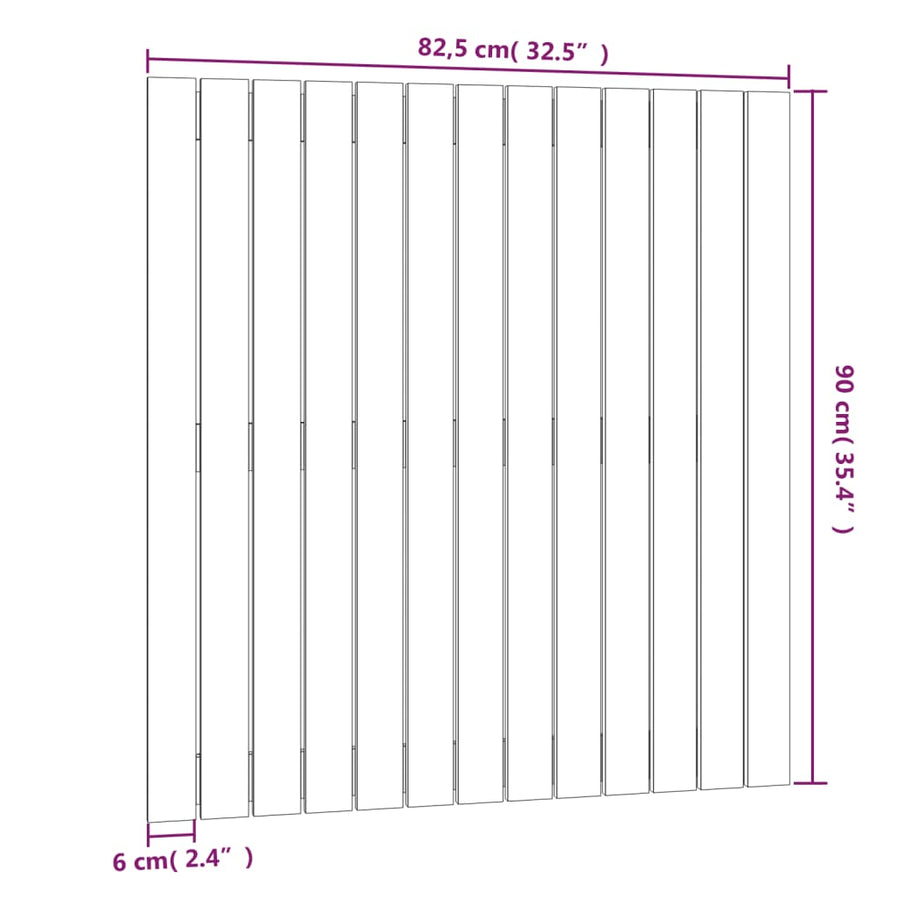 Wandhoofdbord 82,5X3X90 Cm Massief Grenenhout Grijs 82.5 x 90 cm