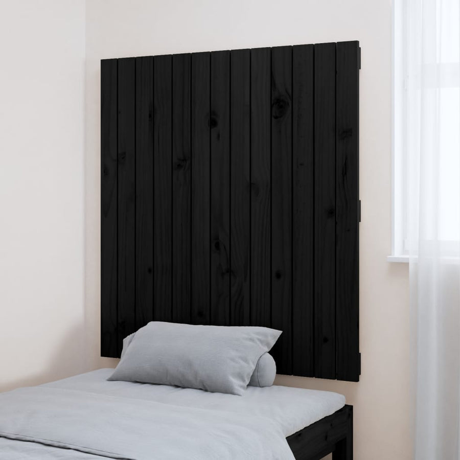Wandhoofdbord 82,5X3X90 Cm Massief Grenenhout Zwart 82.5 x 90 cm