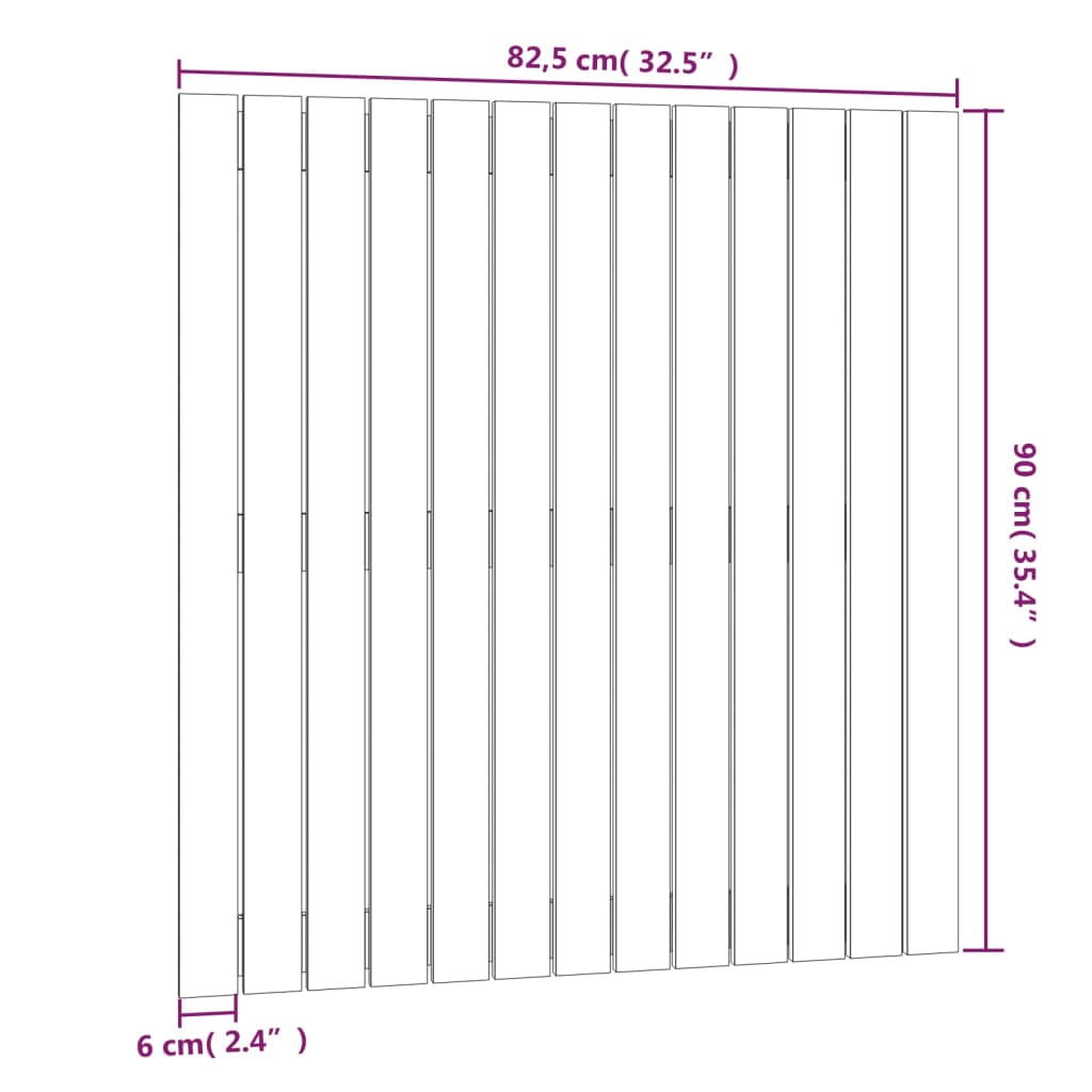 Wandhoofdbord 82,5X3X90 Cm Massief Grenenhout Zwart 82.5 x 90 cm