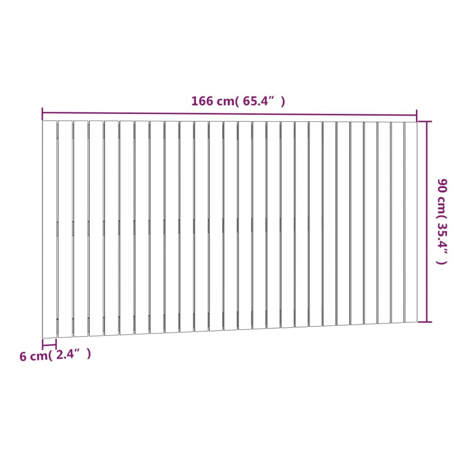 Wandhoofdbord 66X3X90 Cm Massief Grenenhout Grijs 166 x 90 cm