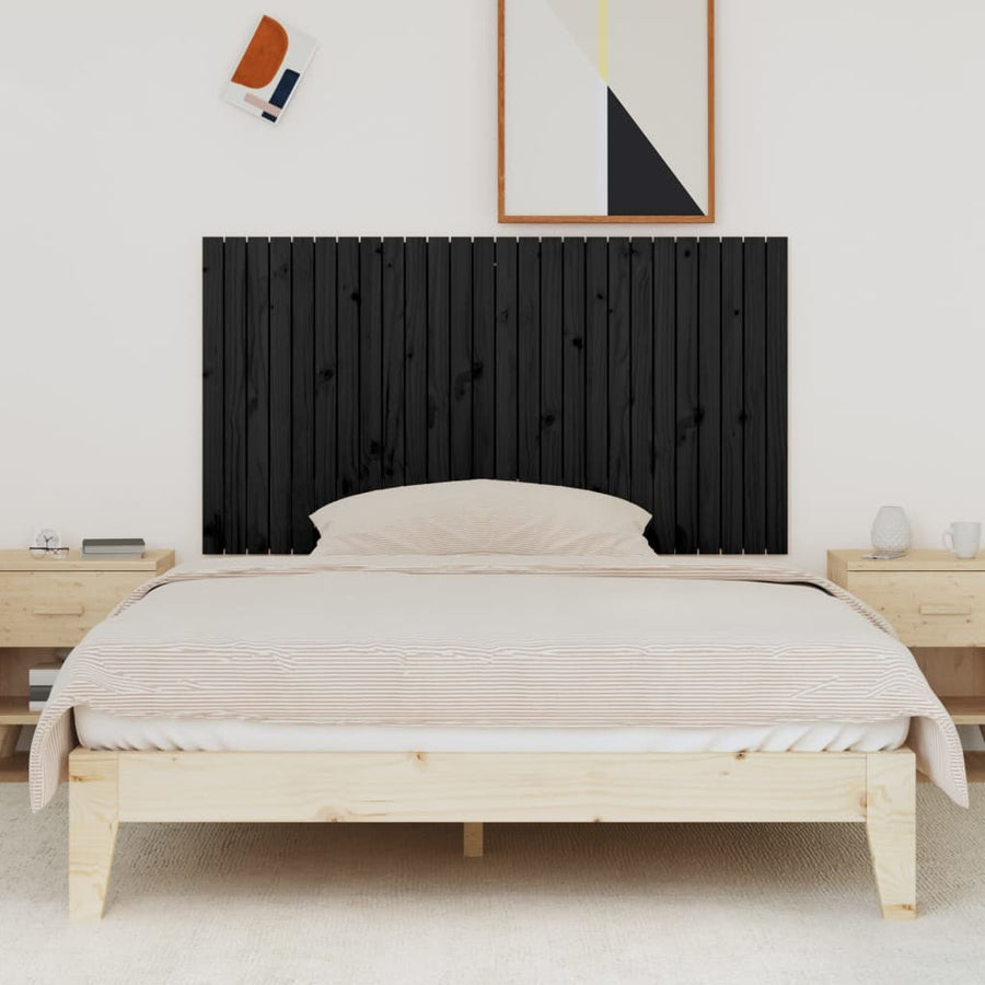 Wandhoofdbord 66X3X90 Cm Massief Grenenhout Zwart 166 x 90 cm