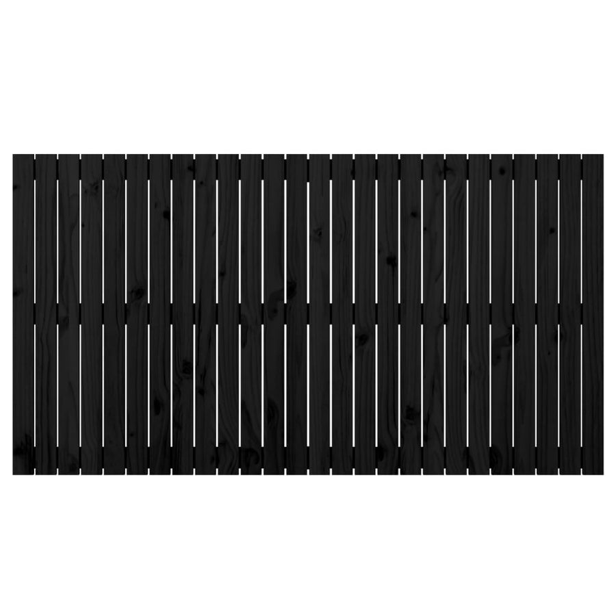 Wandhoofdbord 66X3X90 Cm Massief Grenenhout Zwart 166 x 90 cm