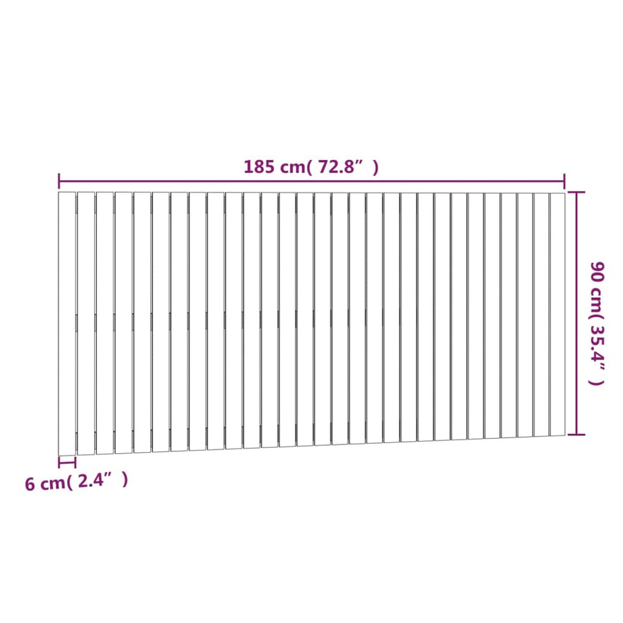 Wandhoofdbord 85X3X90 Cm Massief Grenenhout Naturel 185 x 90 cm