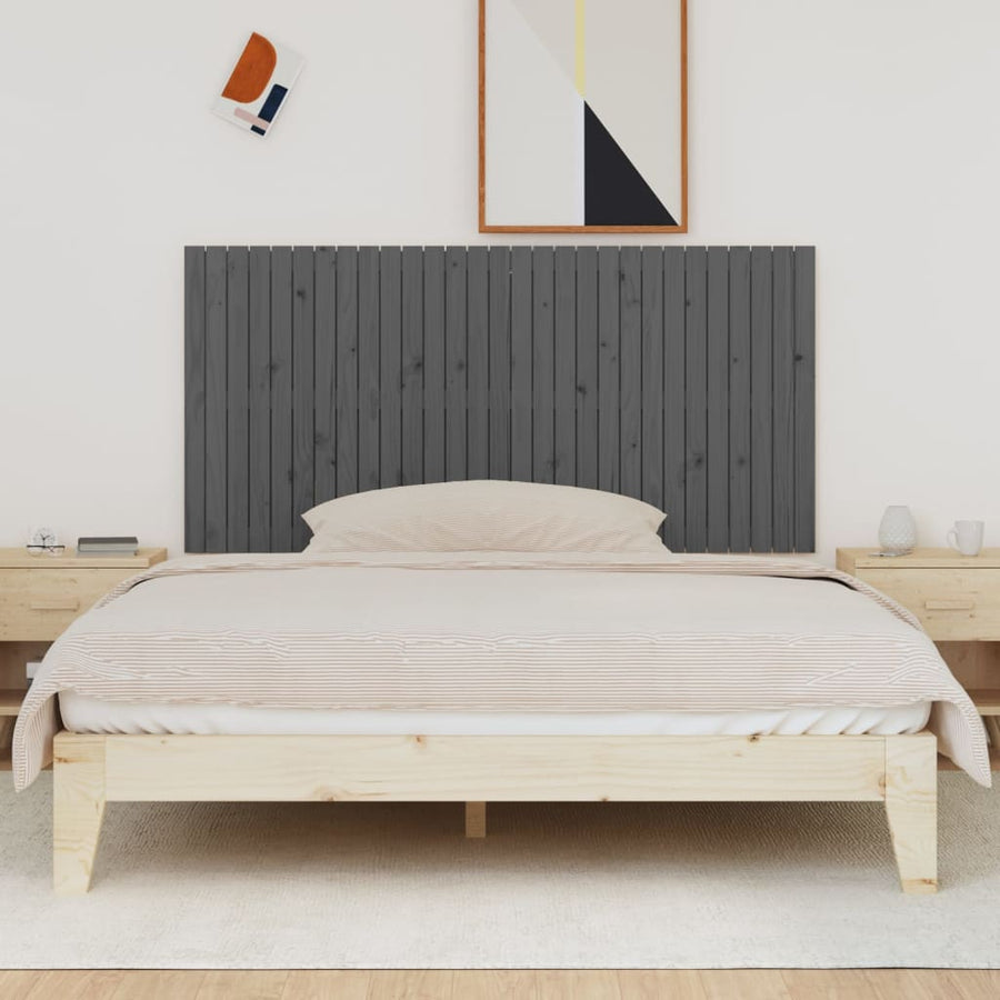 Wandhoofdbord 85X3X90 Cm Massief Grenenhout Grijs 185 x 90 cm