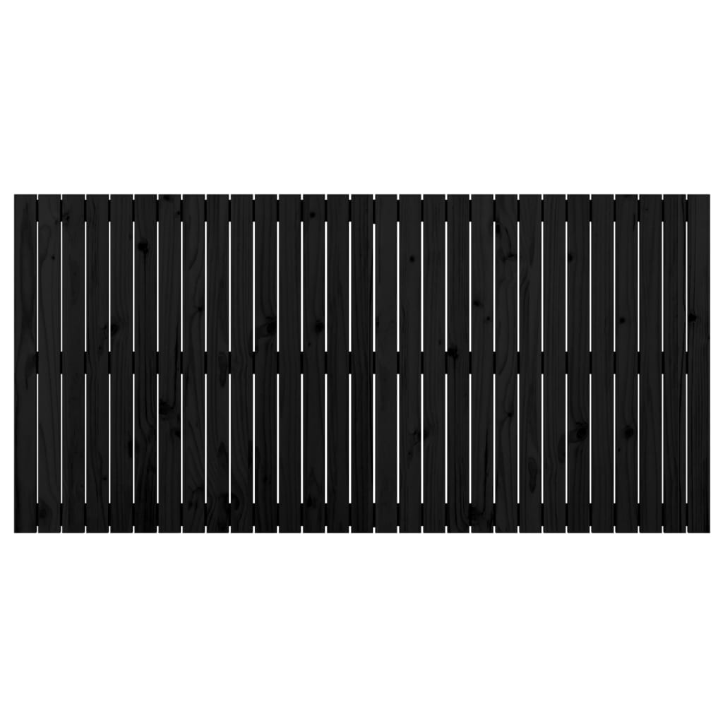 Wandhoofdbord 85X3X90 Cm Massief Grenenhout Zwart 185 x 90 cm
