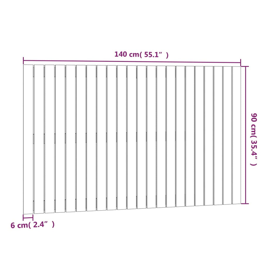 Wandhoofdbord 40X3X90 Cm Massief Grenenhout Naturel 140 x 90 cm