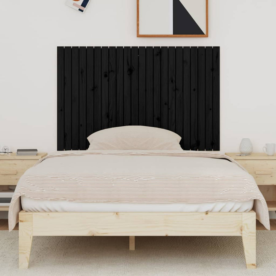 Wandhoofdbord 40X3X90 Cm Massief Grenenhout Zwart 140 x 90 cm