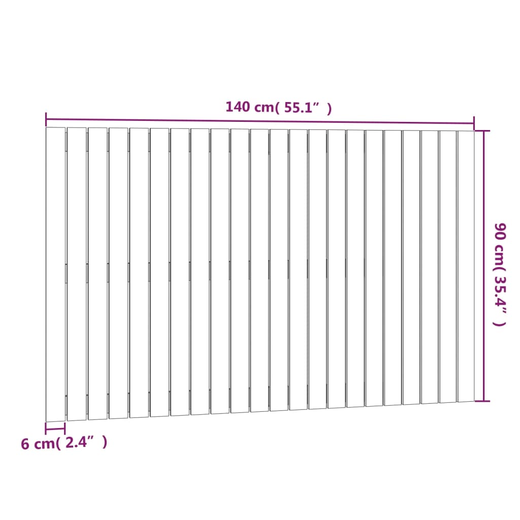 Wandhoofdbord 40X3X90 Cm Massief Grenenhout Zwart 140 x 90 cm