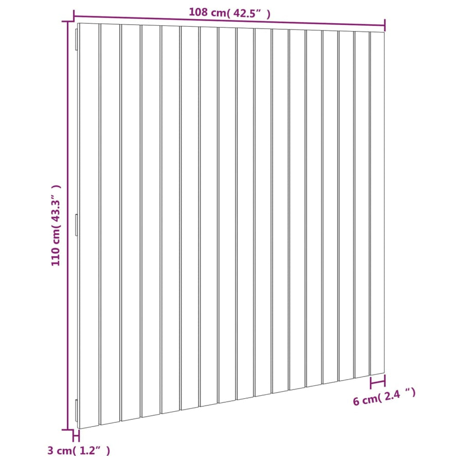 Wandhoofdbord 08X3X0 Cm Massief Grenenhout Wit 108 x 110 cm